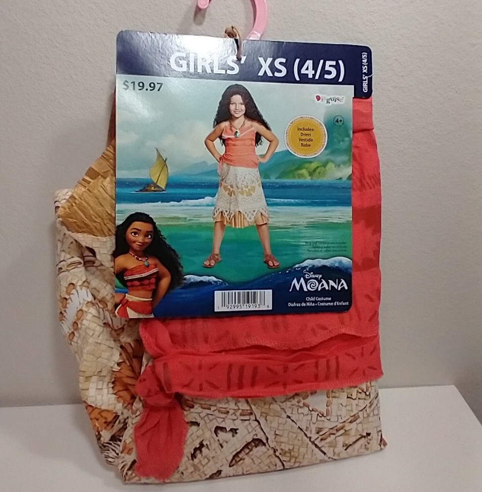 Disney MOANA Princess Dress Size XS( 4/5) Costume, Dress-up, New With Tags